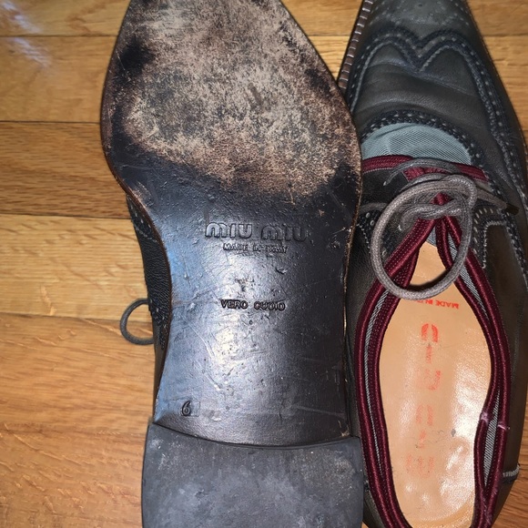 Miu Miu by Prada Oxford Dress Shoes Size 6 Grey Mesh - Picture 5 of 6